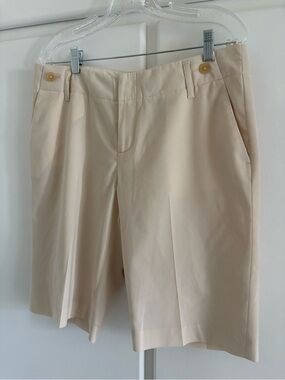 Banana Republic Light Cream Bermuda Shorts with Button Details
